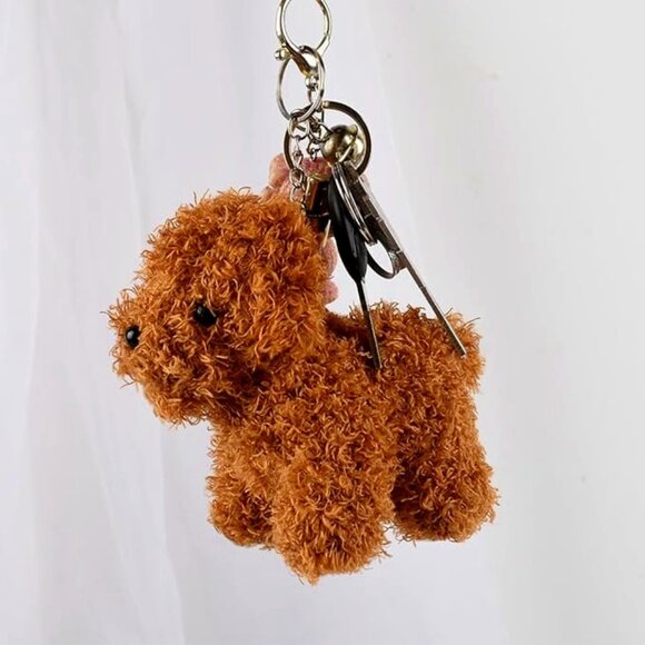 Puppy Dog Plush Bag Charm Keychain - White Pup - Picture 9 of 10